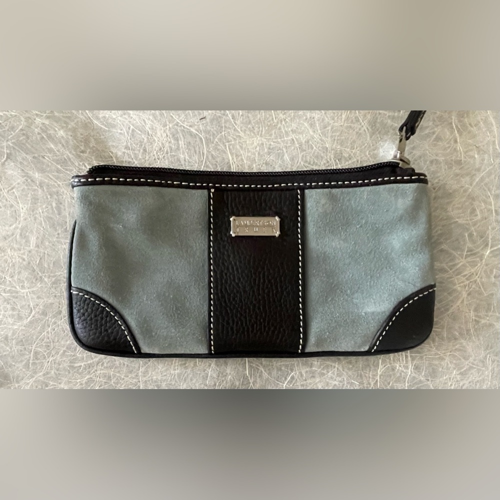Lambertson Truex Blue Suede Wristlet Bag
